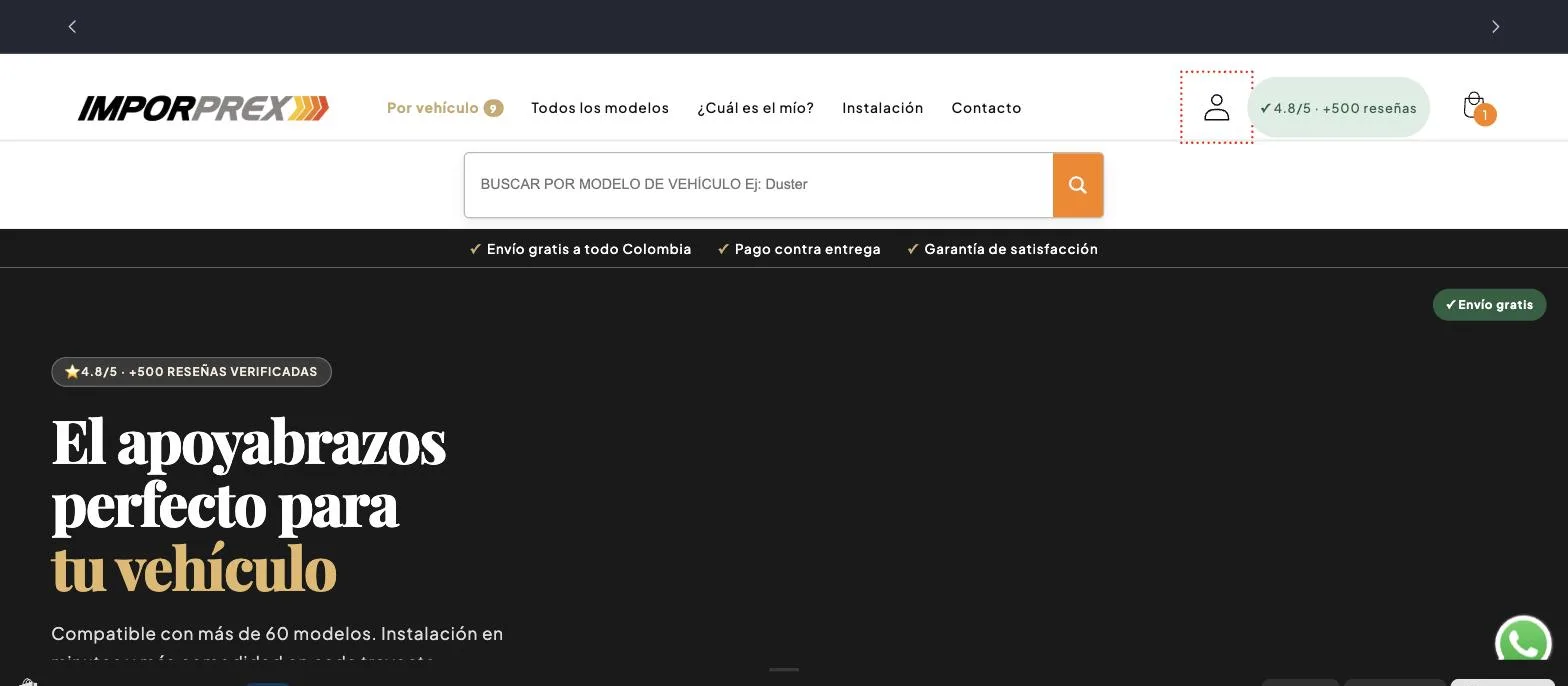 Captura del sitio de Imporprex